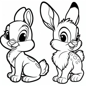 A cartoon rabbit sitting next to another rabbit