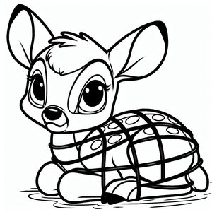 A coloring page of a cartoon animal with a turtle
