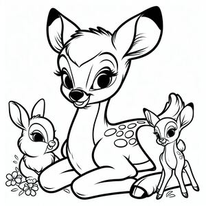 A deer and her babies coloring pages