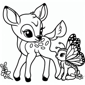 A deer and a butterfly coloring pages