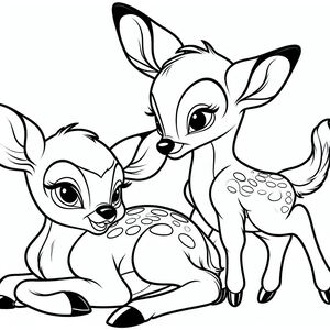 A baby deer laying next to an adult deer
