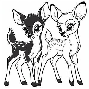 A couple of deer standing next to each other