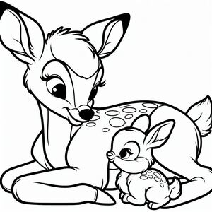 A baby deer laying next to an adult deer