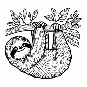 A slotty hanging on a tree branch with leaves
