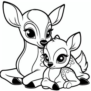 A baby deer sitting next to an adult deer