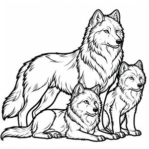 A group of wolfs coloring pages