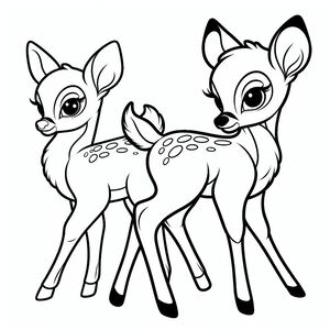 A couple of deers that are standing next to each other