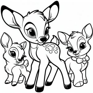 A group of little deers coloring pages