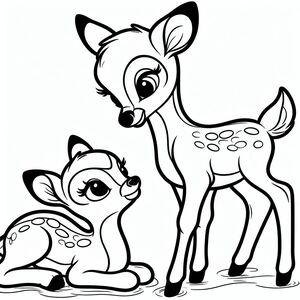 A deer and a baby deer coloring pages
