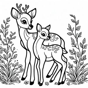 A couple of deer standing next to each other 4