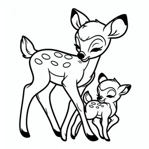 A deer and a baby deer coloring pages