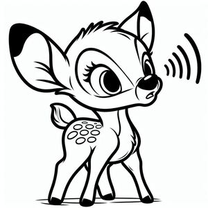 Một con nai hoạt hình đang nhìn vào máy ảnh
