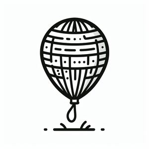 A black and white drawing of a hot air balloon 2