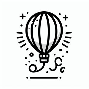 A black and white drawing of a hot air balloon 3