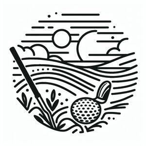 A black and white drawing of a golf ball and tee 2