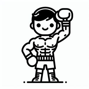 A drawing of a man with a boxing glove
