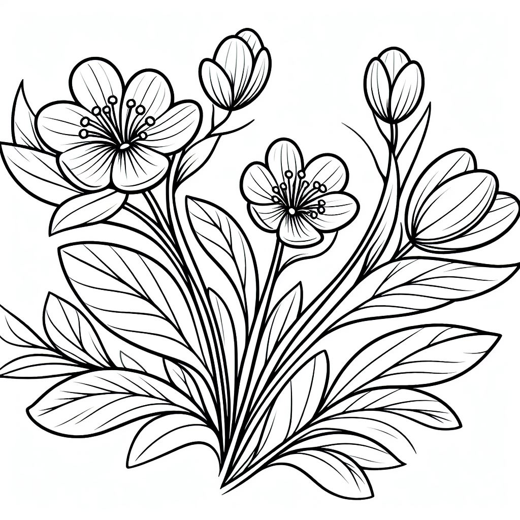 A black and white drawing of flowers 2