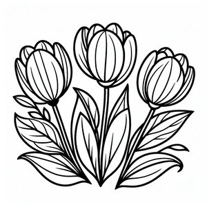 A black and white drawing of flowers