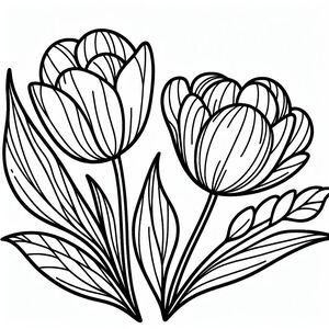 A black and white drawing of three flowers 3