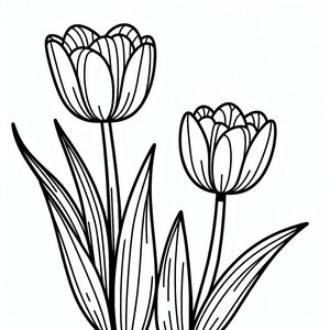 A black and white drawing of three flowers 4