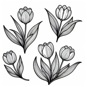 A bunch of flowers that are on a white background