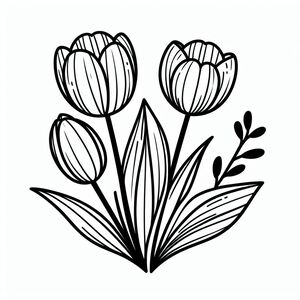 A black and white drawing of flowers 2
