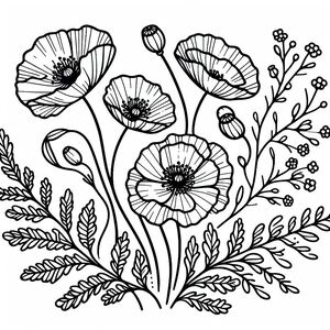 A black and white drawing of flowers 2