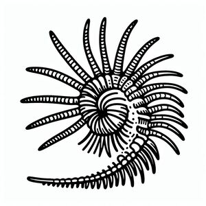 A black and white drawing of an animal's head