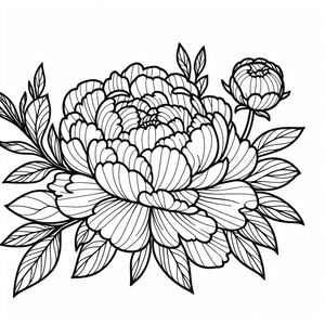 A black and white drawing of a flower