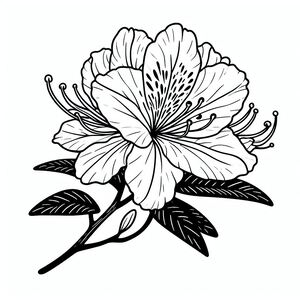 A black and white drawing of a flower