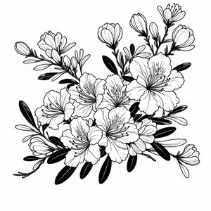 A black and white drawing of flowers 2