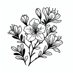 A black and white drawing of flowers