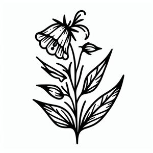 A black and white drawing of a flower 3