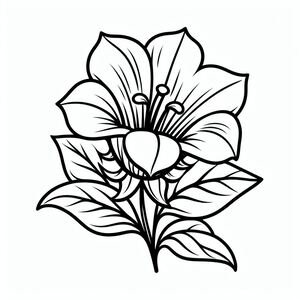 A black and white drawing of a flower