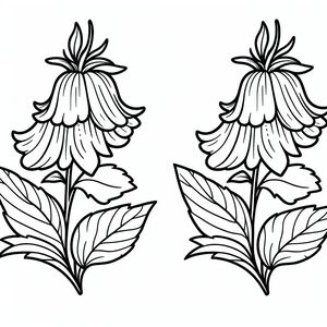 A drawing of a flower with leaves