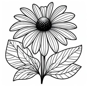 A black and white drawing of a flower