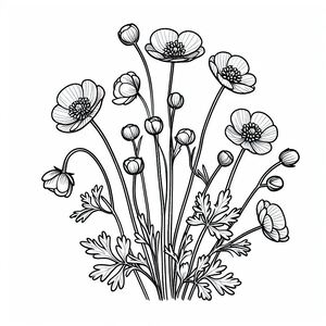 A black and white drawing of flowers 3