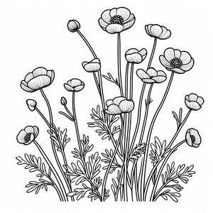 A black and white drawing of flowers 4