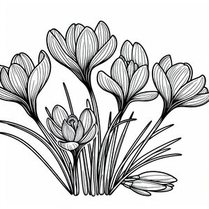 A black and white drawing of a bunch of flowers