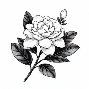 A black and white drawing of a flower 2