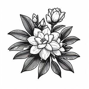 A black and white drawing of a flower 4