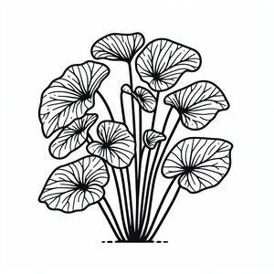 A black and white drawing of a bunch of flowers