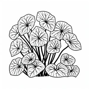 A black and white drawing of a potted plant