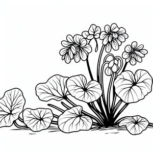 A black and white drawing of flowers