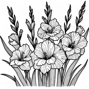 A black and white drawing of flowers