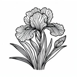 A black and white drawing of a flower