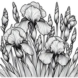 A black and white drawing of flowers