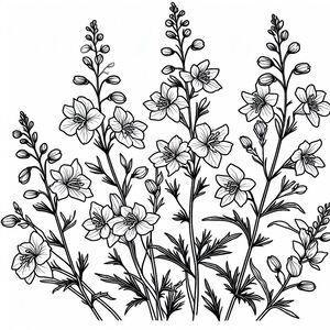A line drawing of flowers on a white background