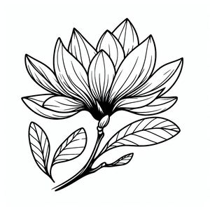 A black and white drawing of a flower