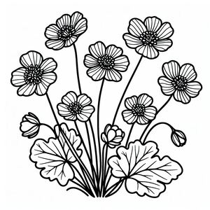 A black and white drawing of flowers 2